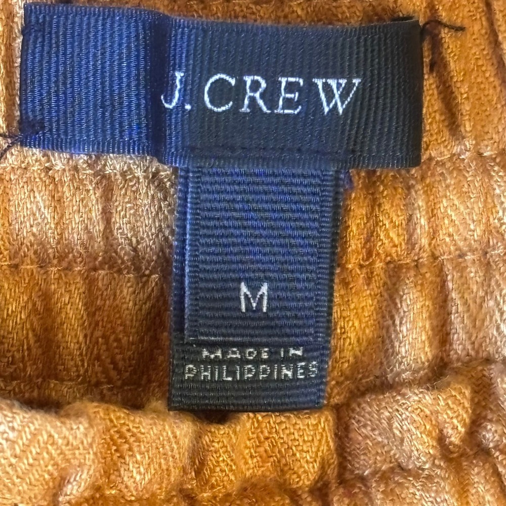 J.Crew Burnt Orange Linen Herringbone Smocked Waist Bow Shorts Resort Sz Medium - Picture 10 of 12